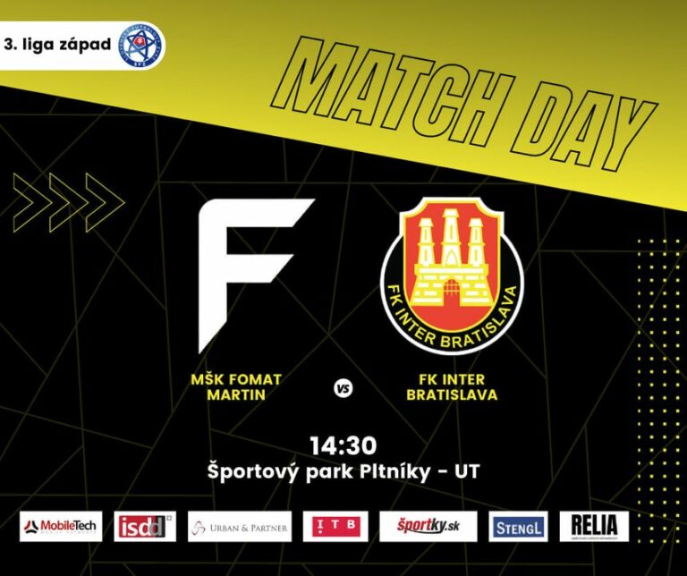 Ďalší súťažný zápas je tu! Držte nám dnes palce 💛🖤⚽

MŠK FOMAT Martin – FK Inter Bratislava
🕔 14:30
✅ 19. kolo – III. liga západ…